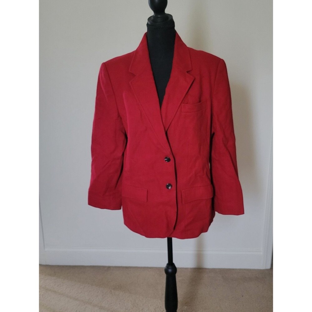 Vntg 80s Coatree Cherry Red Power Blazer Single Breasted Padded Shoulder
